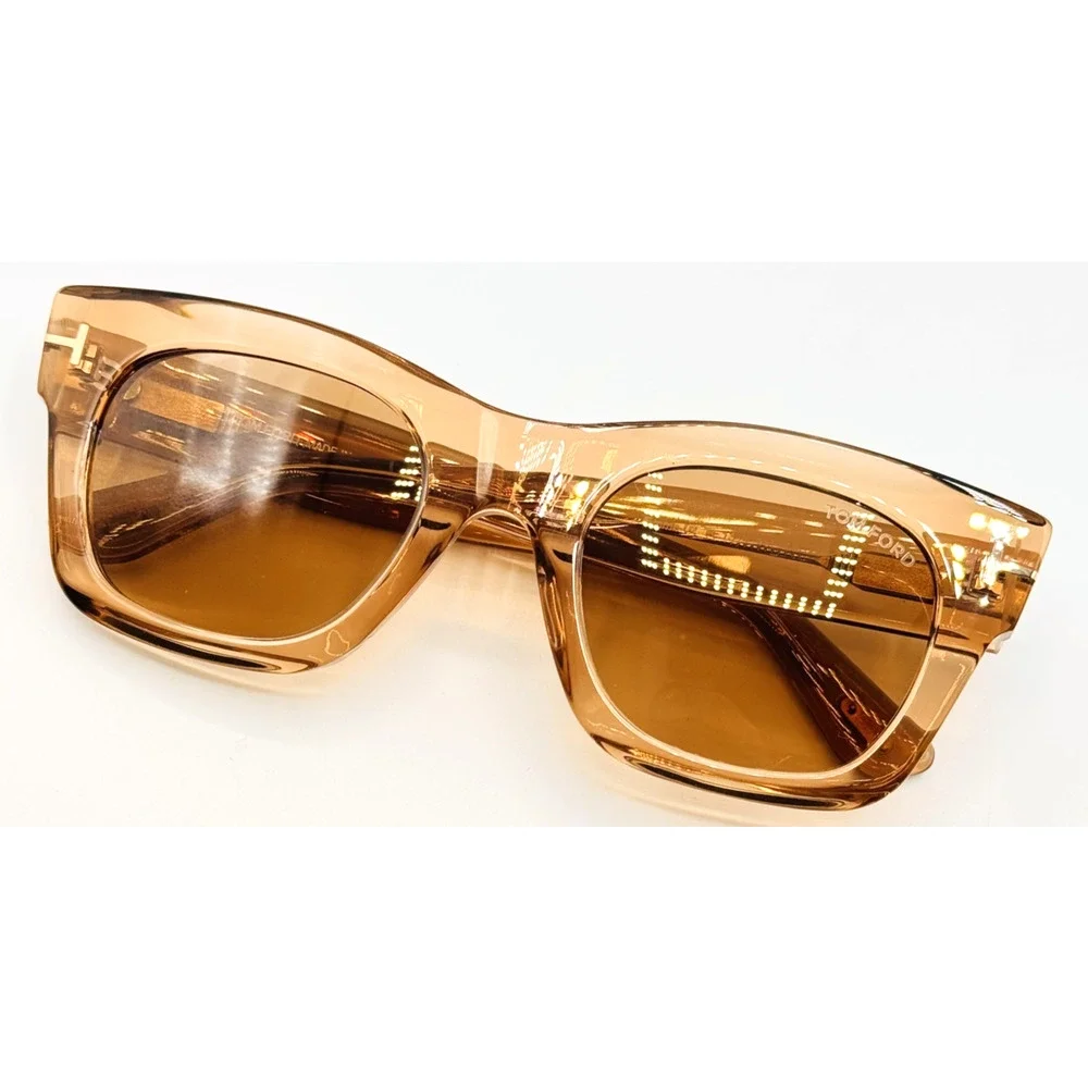 Tom Ford EMMA TF1314 45E Sunglasses Women Shiny Light Brown Frame Brown Lens NEW